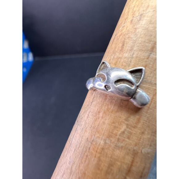 Vintage Sterling Silver Adjustable Cat Ring – Size 7 - Picture 10 of 15